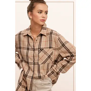 Loose Fit Button Down Soft Fabric Plaid Shirts