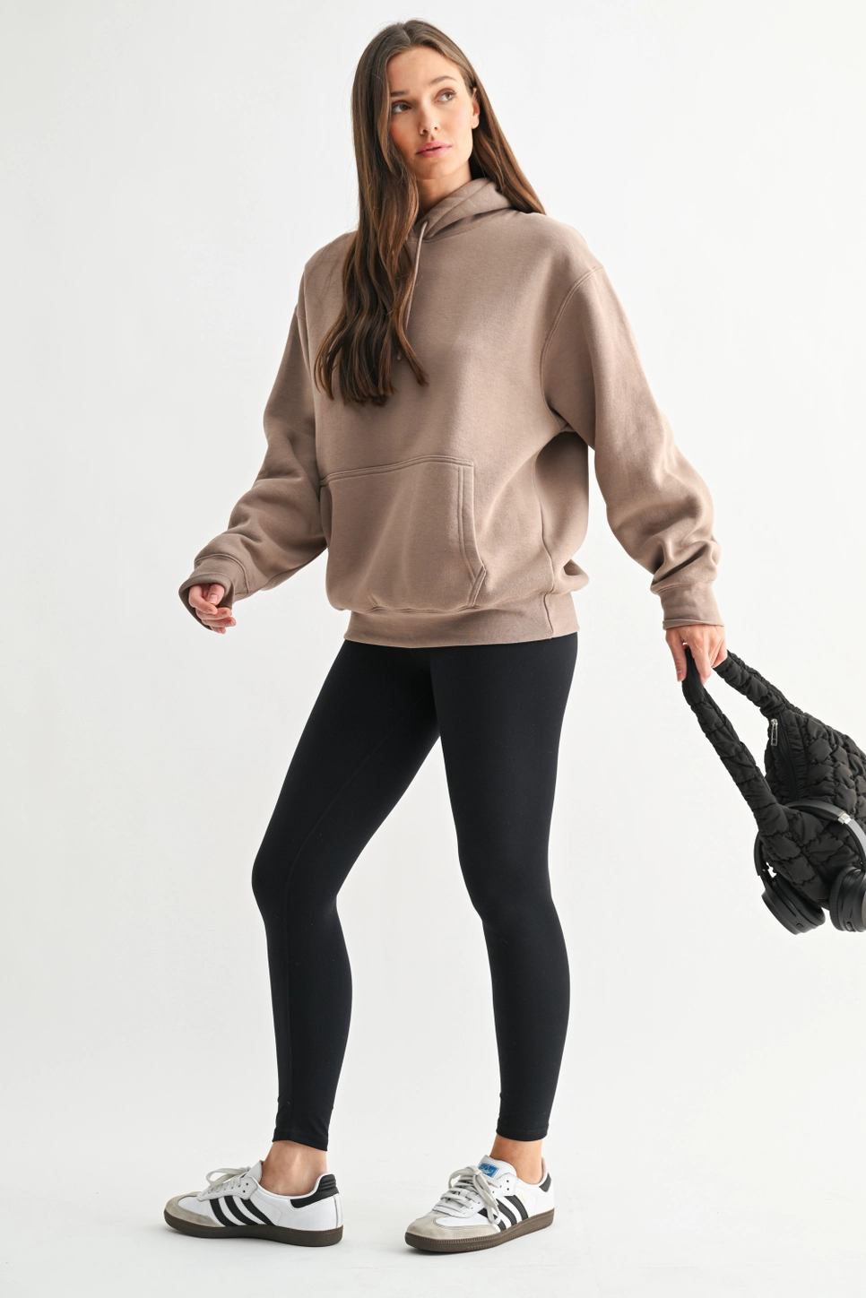Cotton Blend Drop Shoulder Hoodie