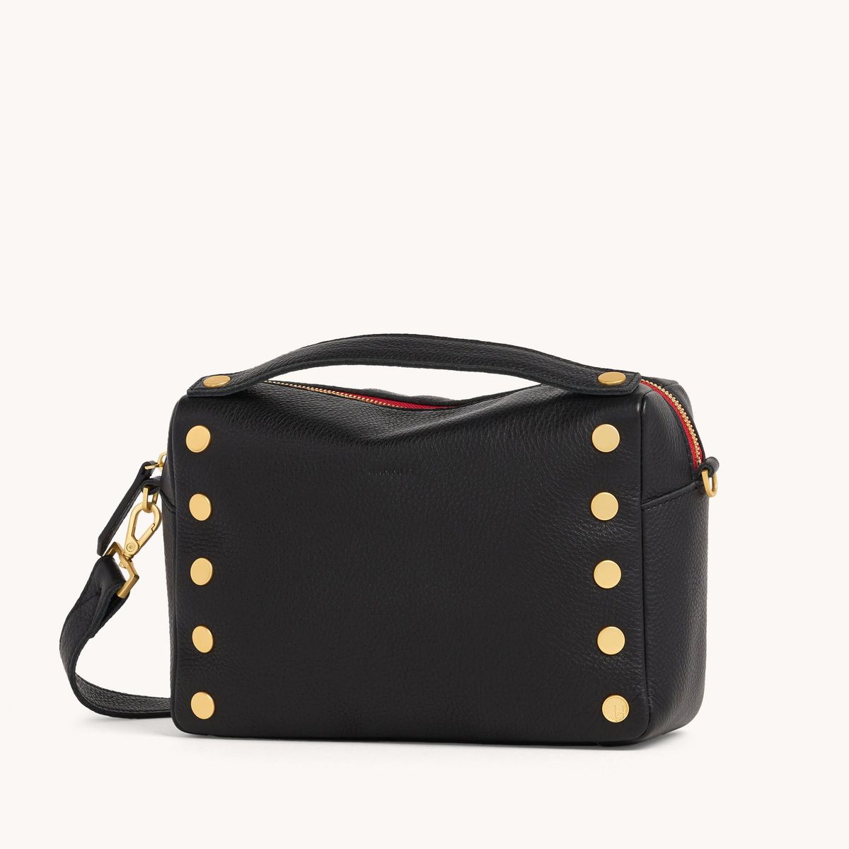 Hammitt Evan Crossbody Med - Black/Brushed Gold Zip Red