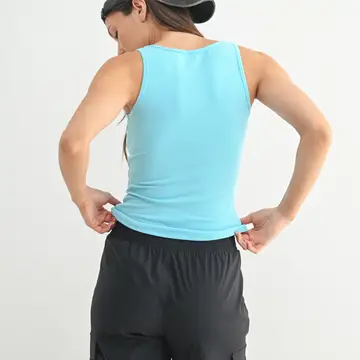 Square Neck Ribbed Tank Top