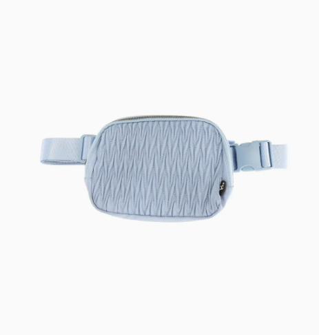 Pleated Faux Leather C.C Belt Bag - Denim