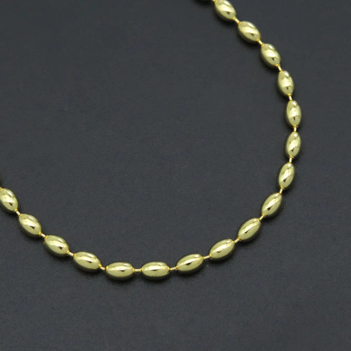 Gold Rice Shaple Beads Link Adjustable Necklace