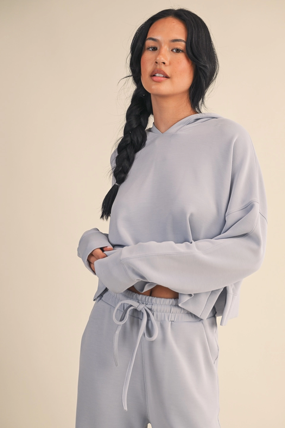 Super Soft Air Scuba Oversized Crop Hoodie