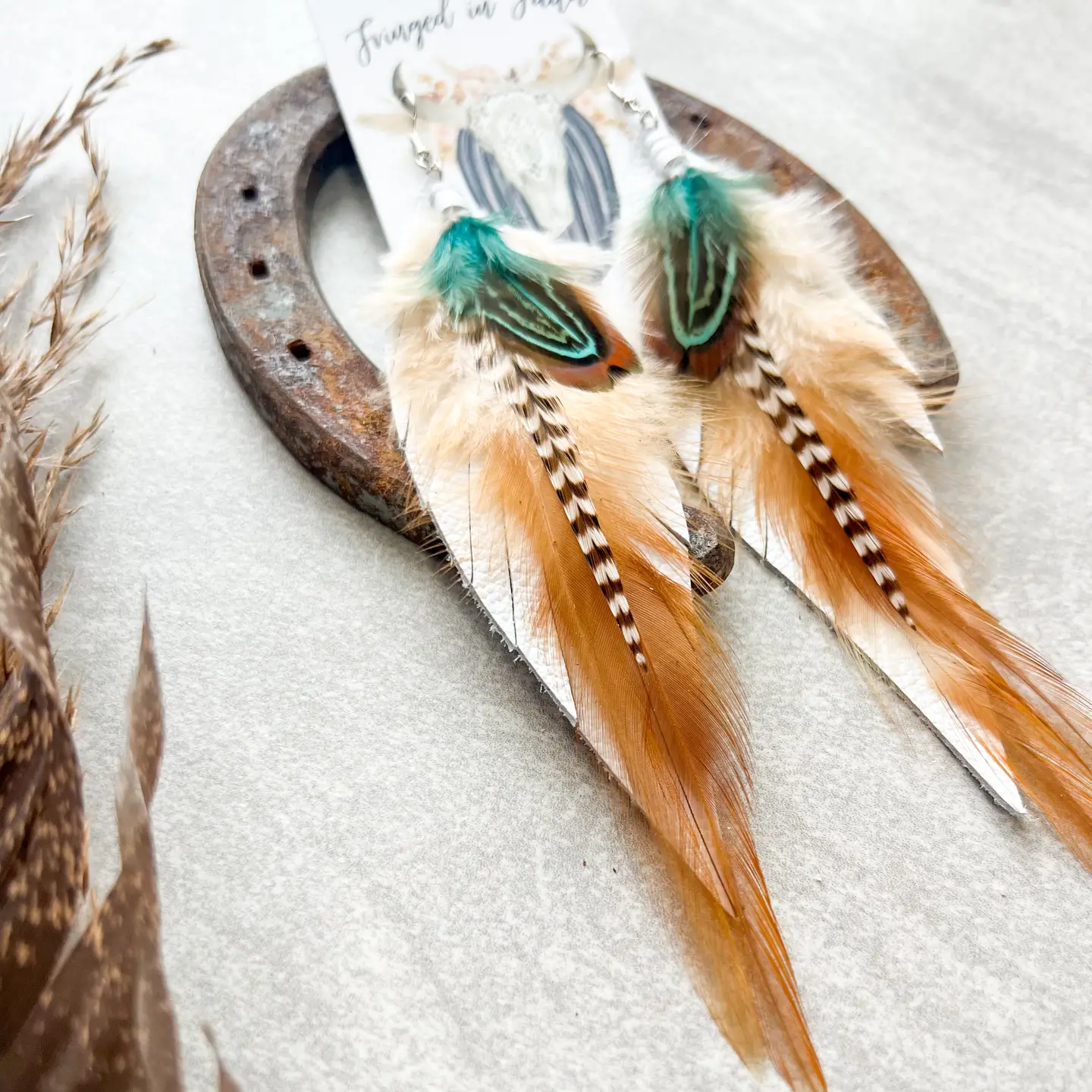 Kalispell Feather Earrings - White