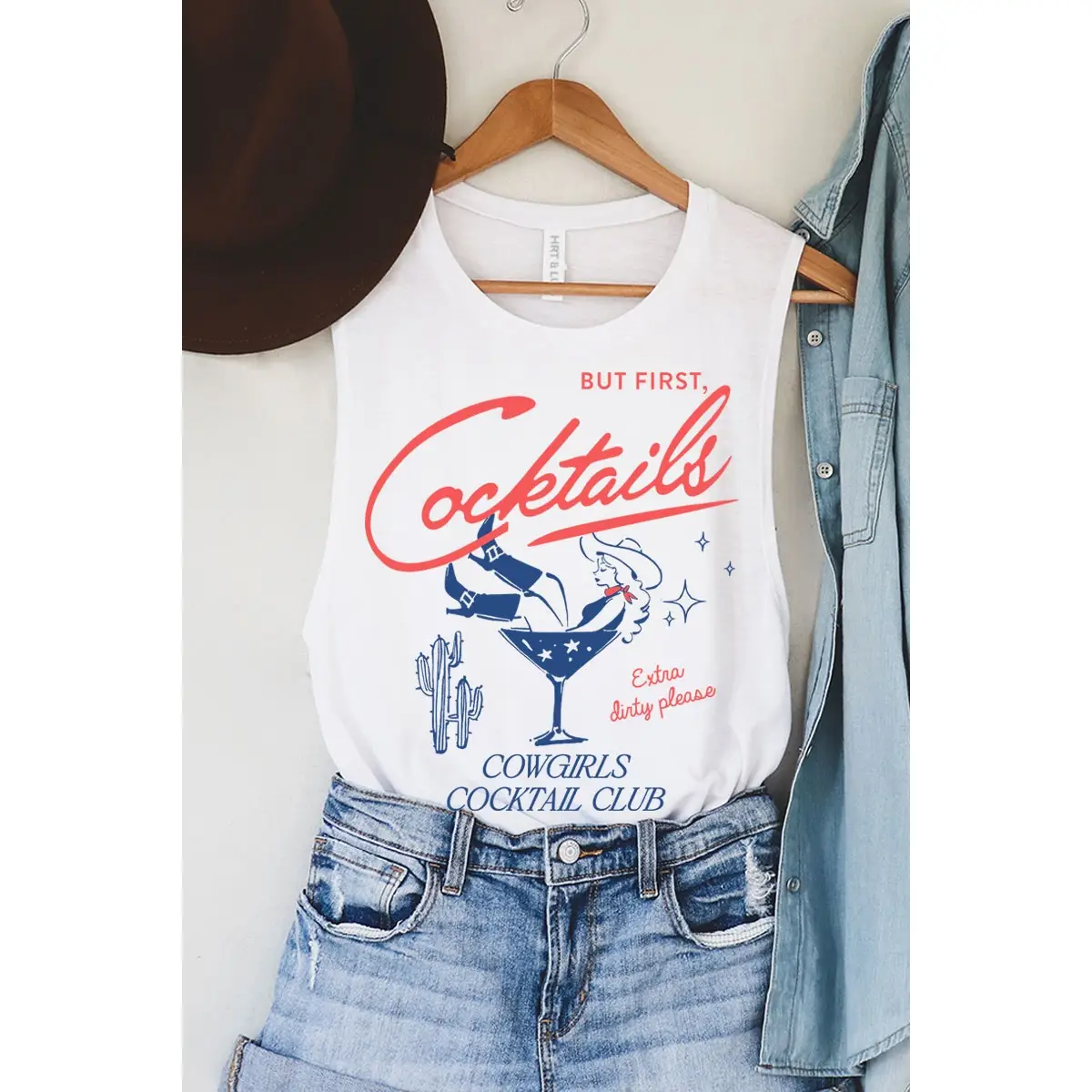 But First Cocktails Mineral Graphic Tank Top - White