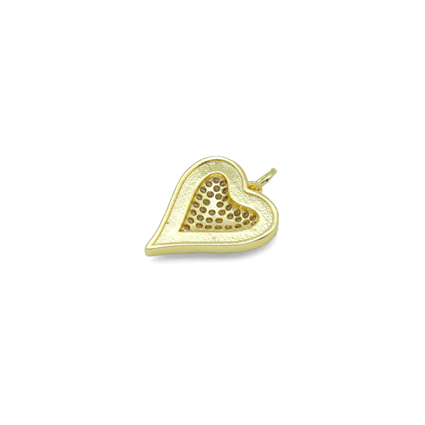 Clear Cz Black Enamel Gold Heart Charm Pendant