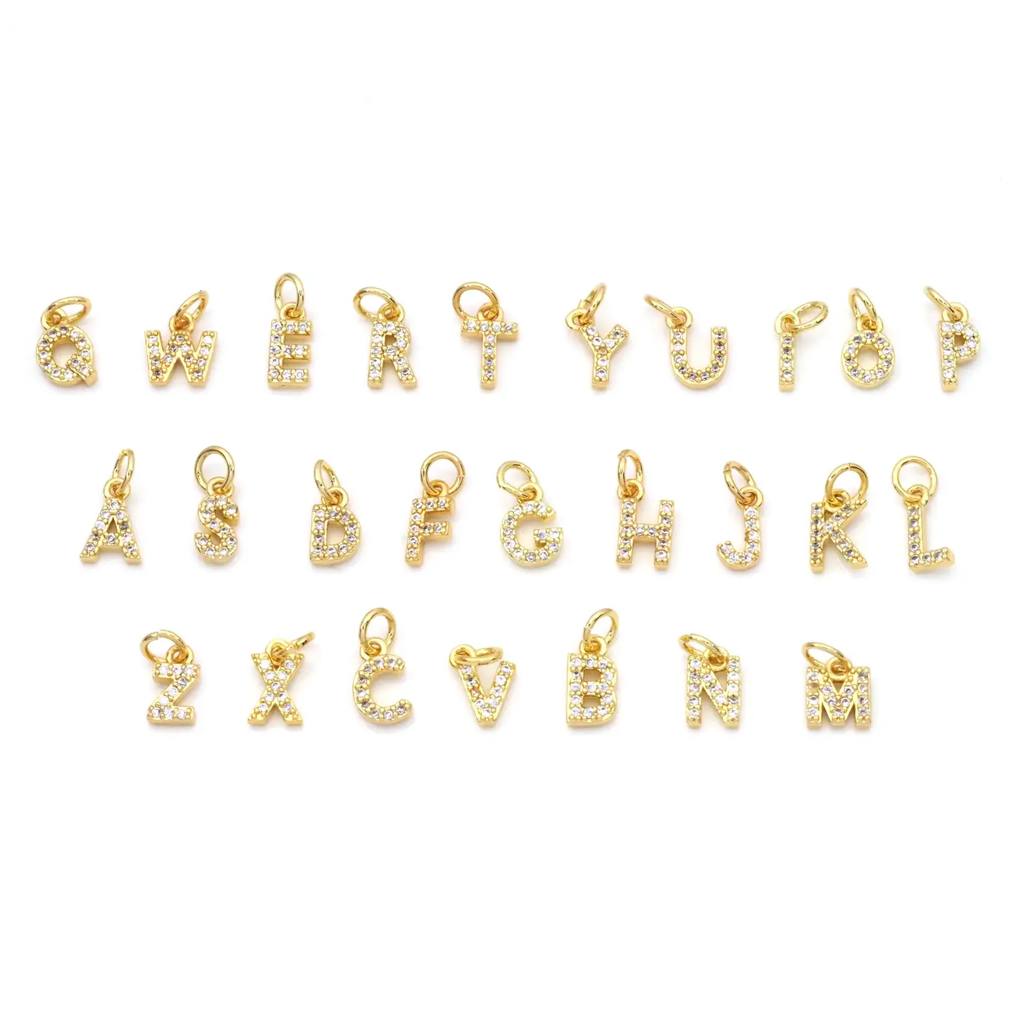 Cute Gold Cz Initial Charm