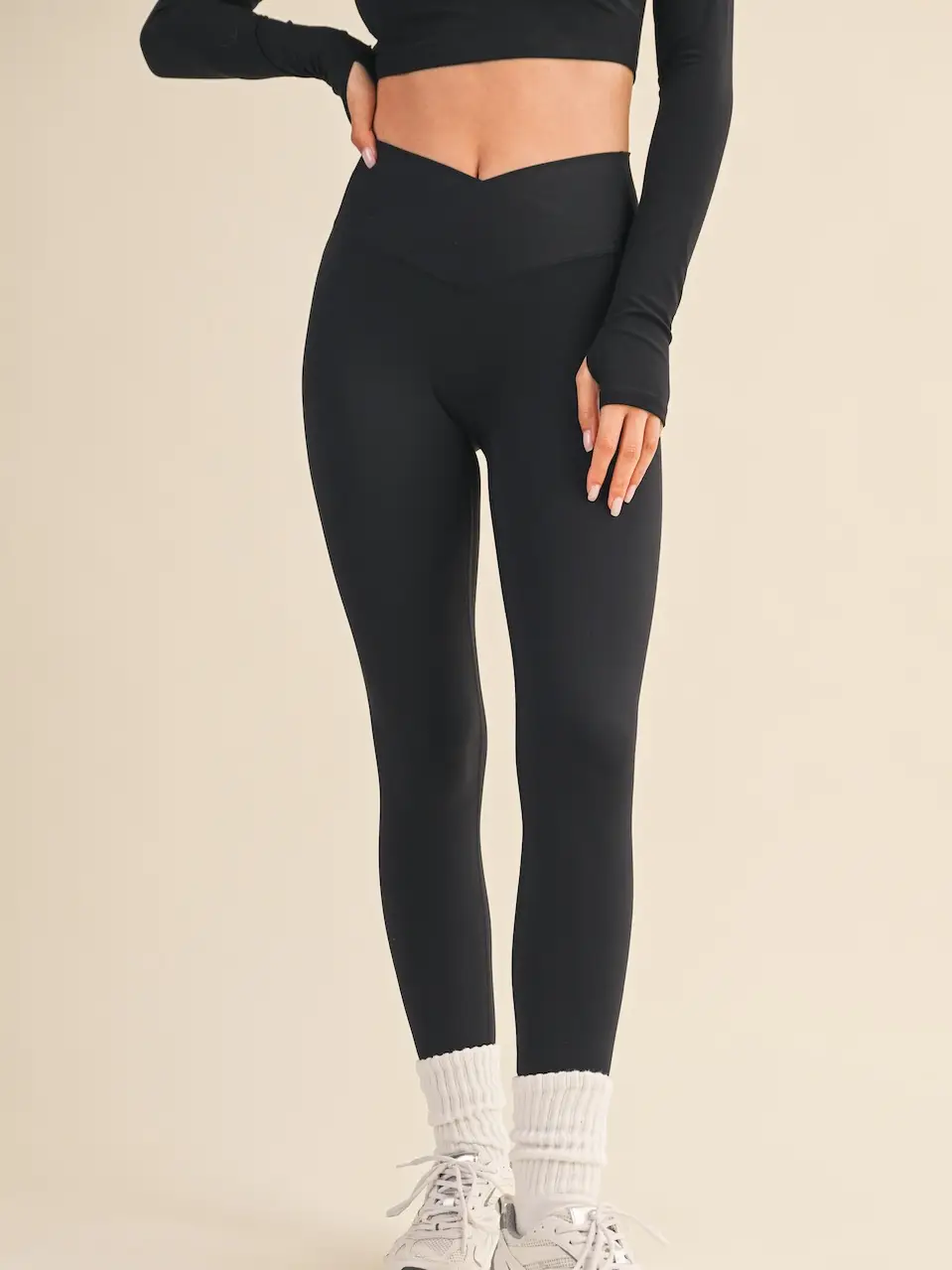 High Waist Crossover Legging - Black