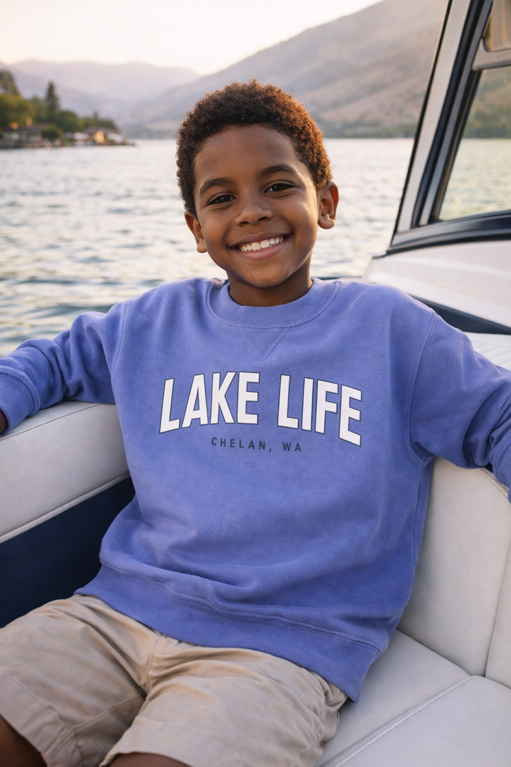 Youth Comfort Wash Fleece Sweatshirt - Lake Life Chelan, WA