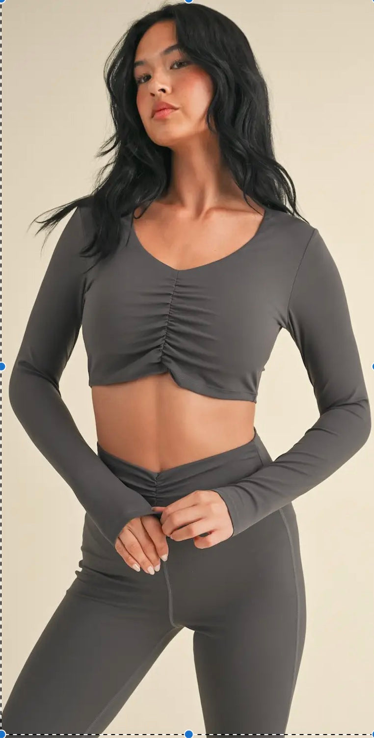 Ruched Long Sleeve Crop Top