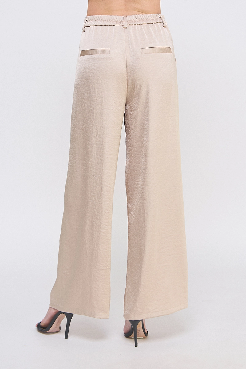Soft Crinkle Satin Wide Leg Pants