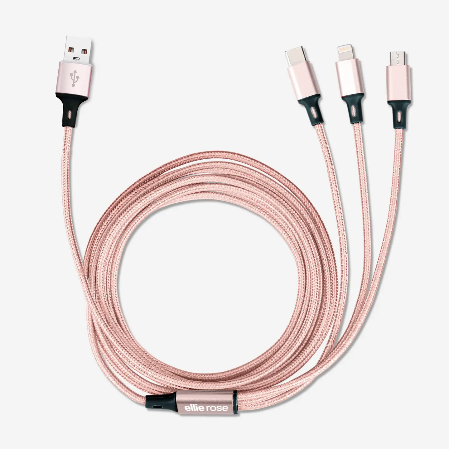 3-in-1 Charging Cable 10 ft Nylon - USB A