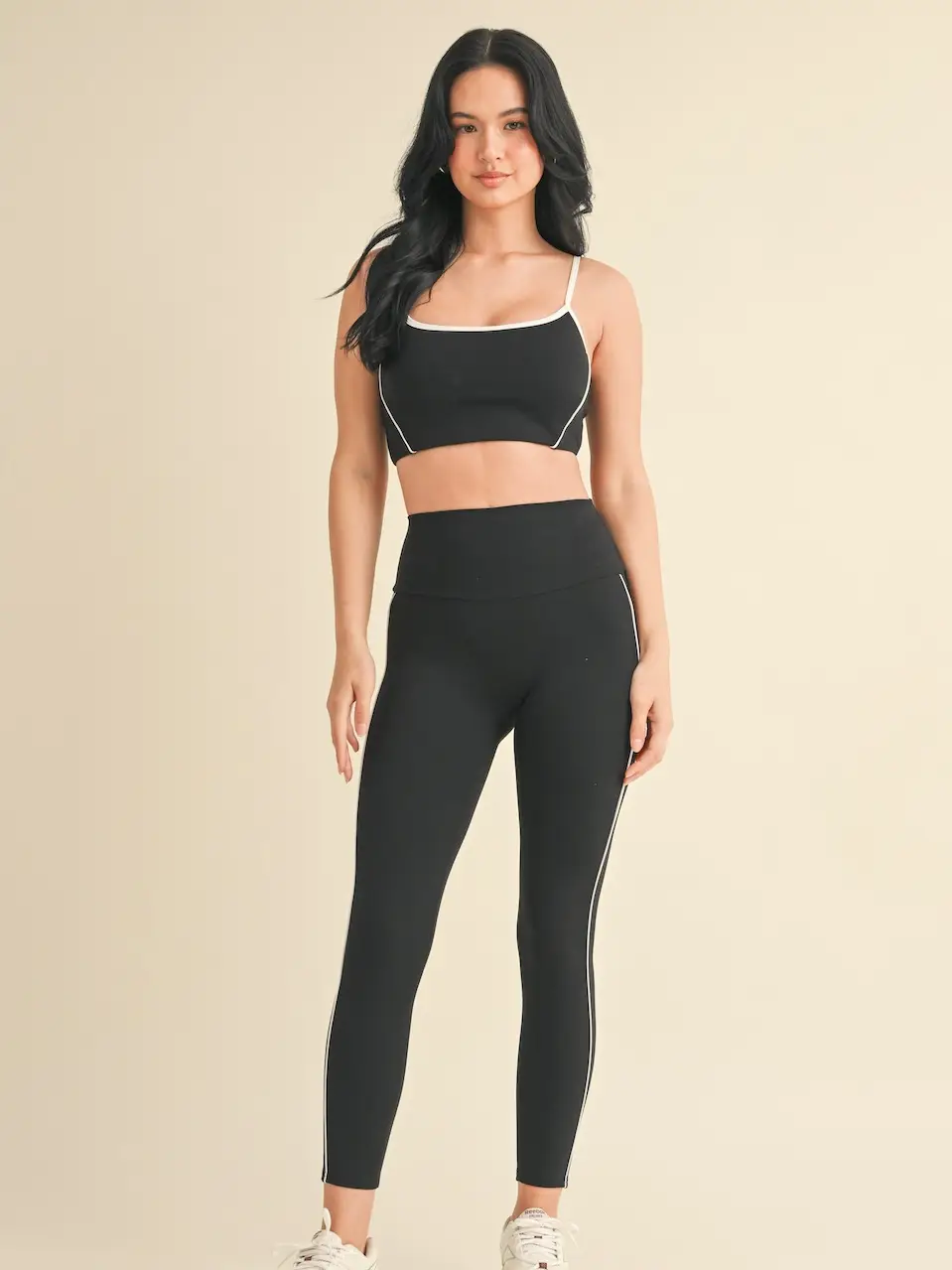 Piping Detail Leggings - Black