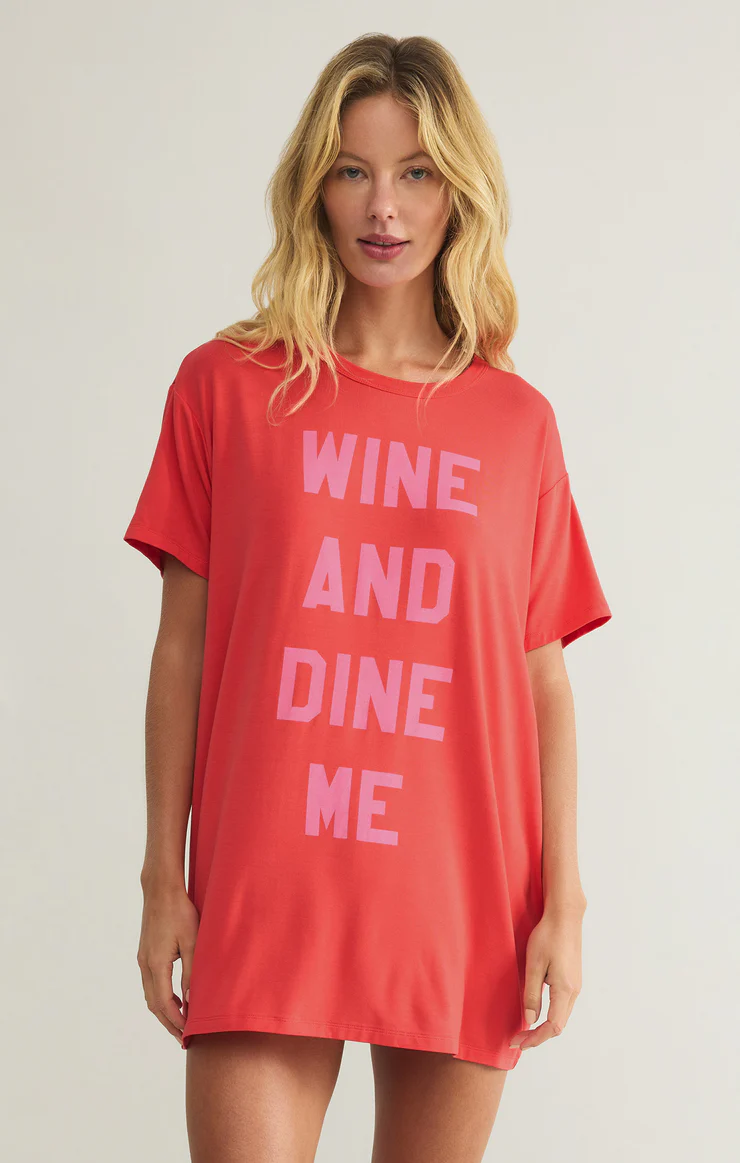 Wine & Dine Night Shirt Hot Stuff