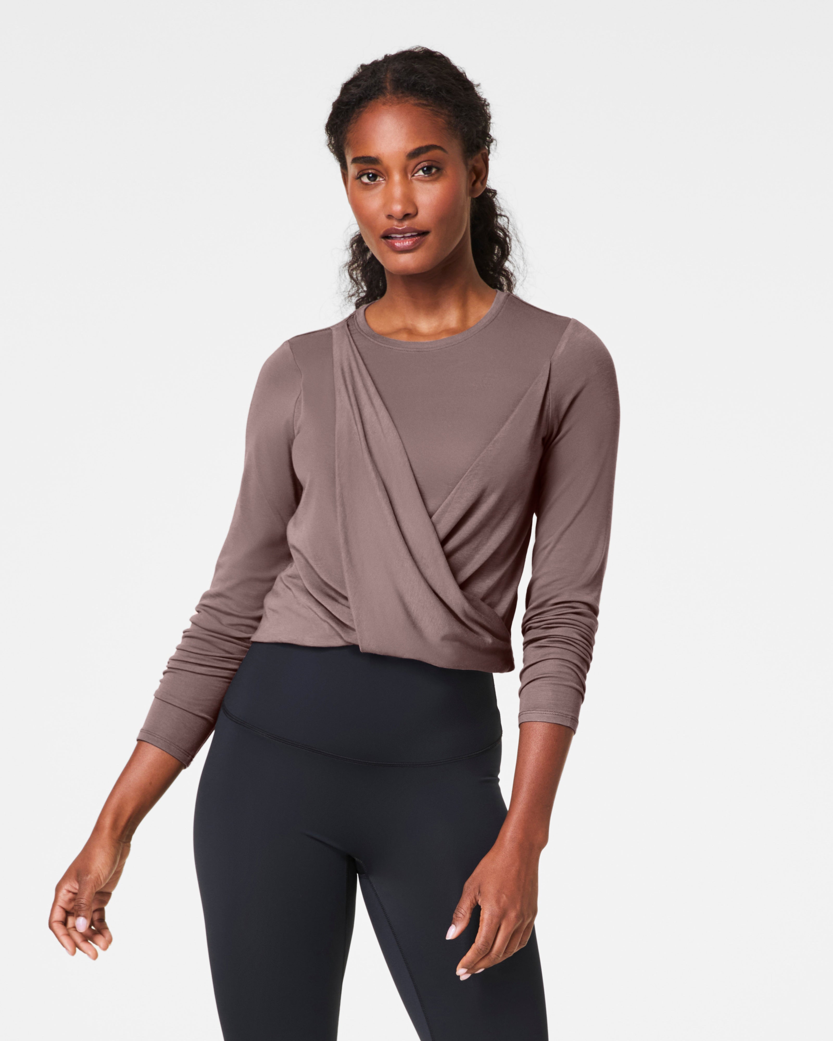 Spanx® Better Base Long Sleeve Wrap Top - Smoke