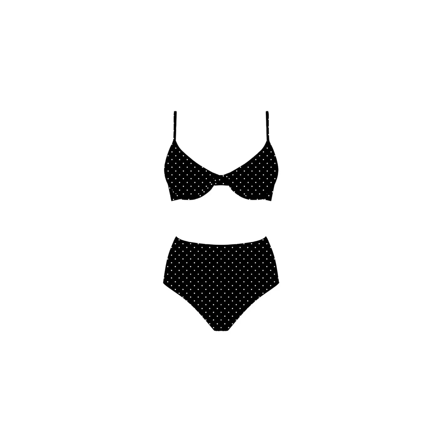 Highwasited Bikini Bottoms - Black Polka Dot