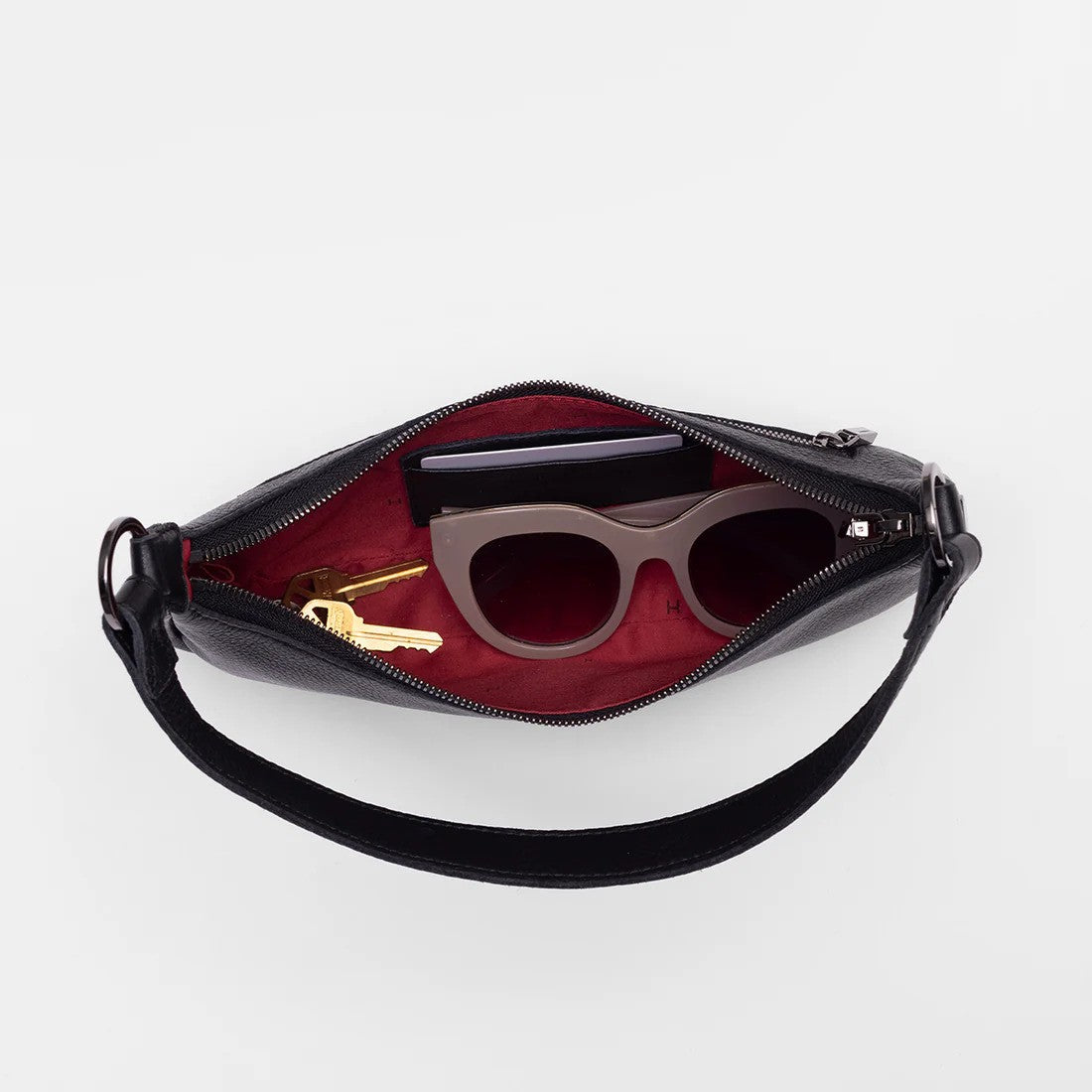 Hammitt Small Leather Shoulder Bag Becker - Black/Gunmetal