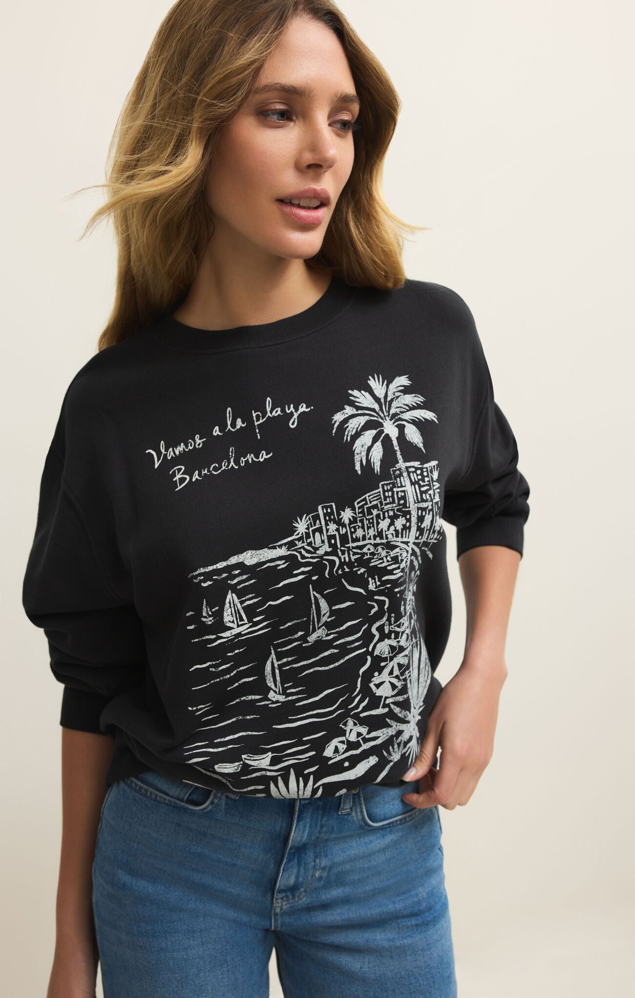 La Playa Boyfriend Sweatshirt - Black Sand
