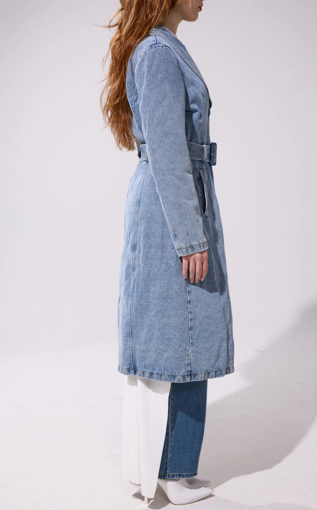 Kaya - Denim Faux Fur Trench Jacket
