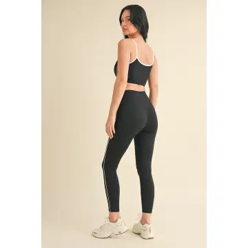 Piping Detail Leggings - Black