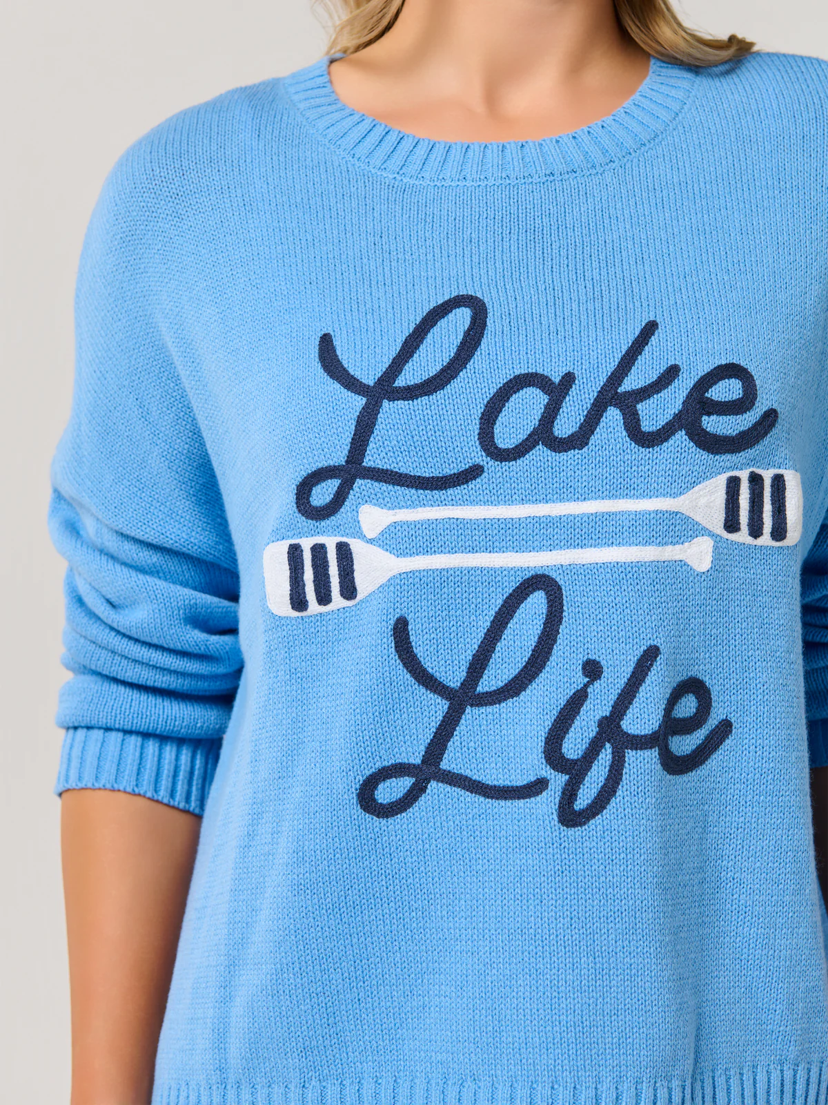 "Lake Life" Relaxed Fit Sweater - Blue