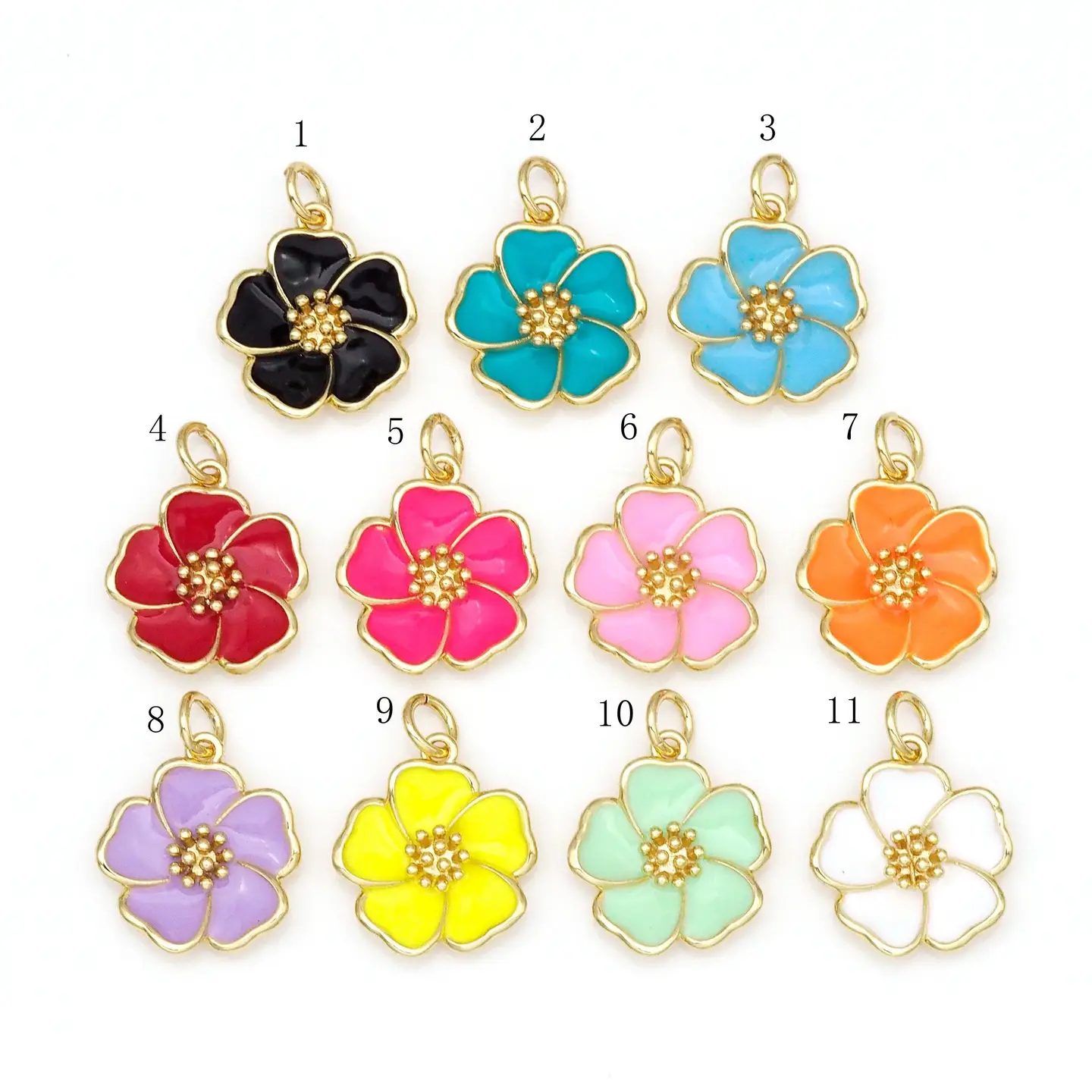 Colorful Enamel Flower Gold Pendant