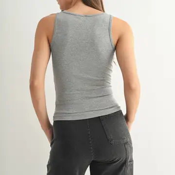 Square Neck Ribbed Tank Top