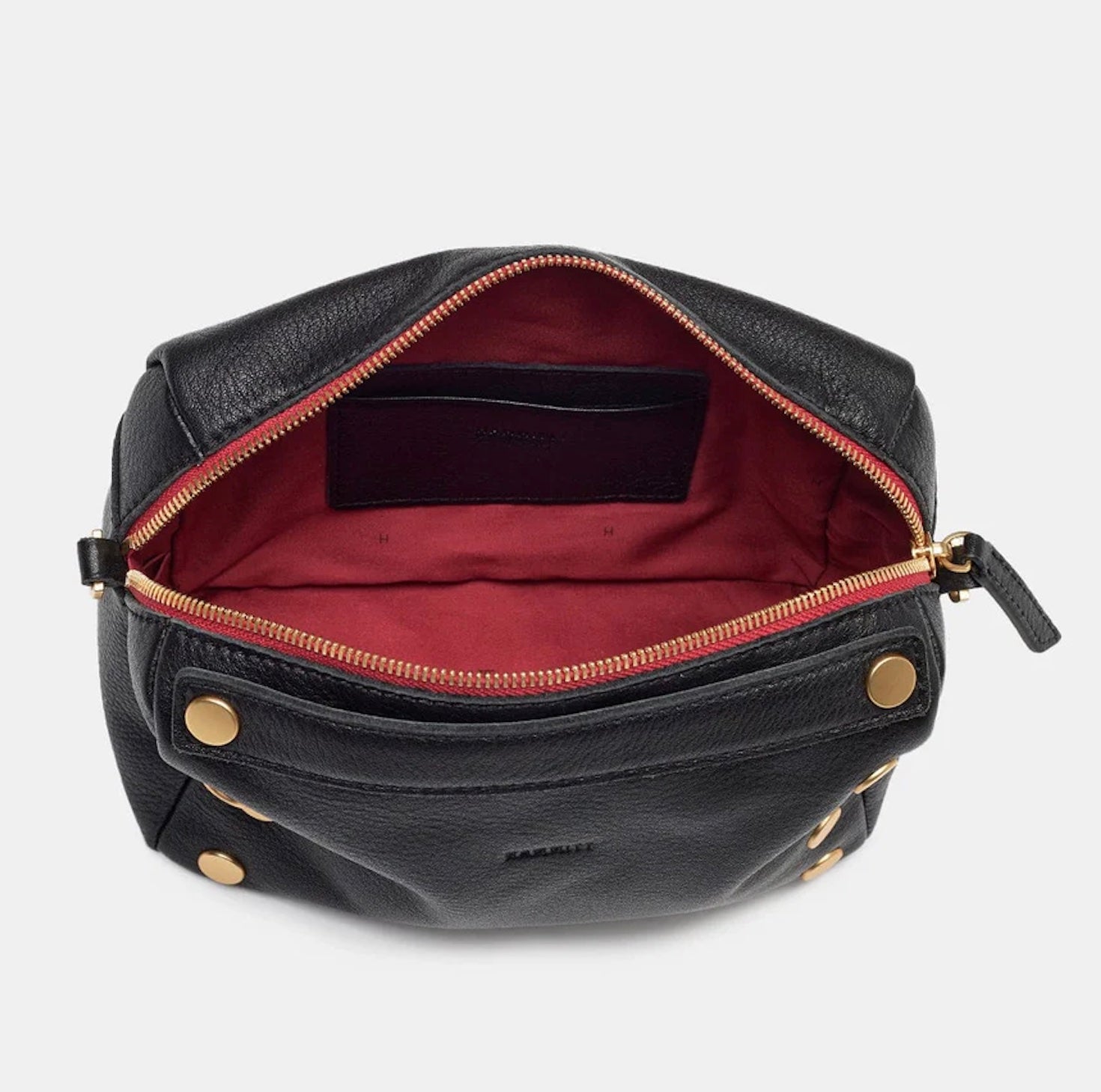 Hammitt Evan Crossbody Med - Black/Brushed Gold Zip Red