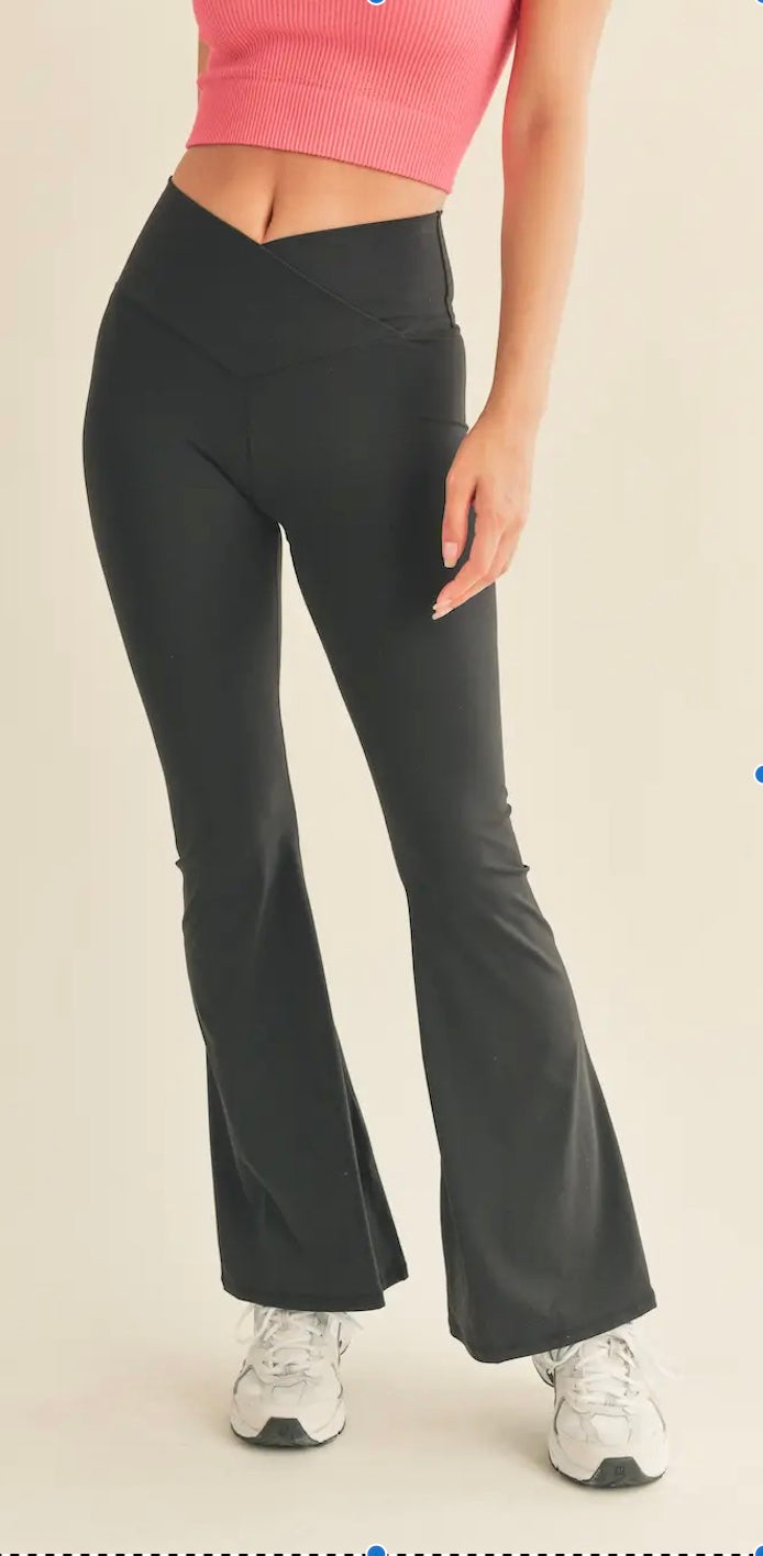 High Waist Crossover Flare Legging