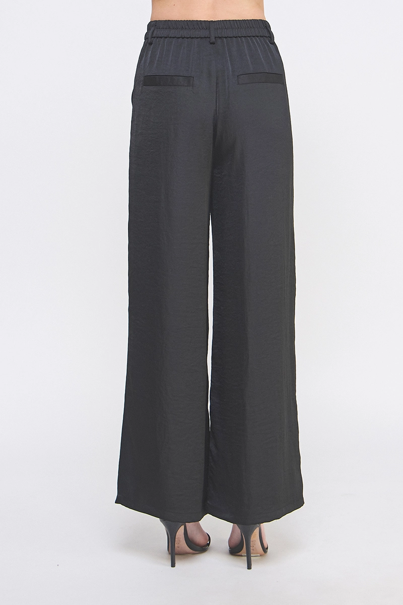 Soft Crinkle Satin Wide Leg Pants